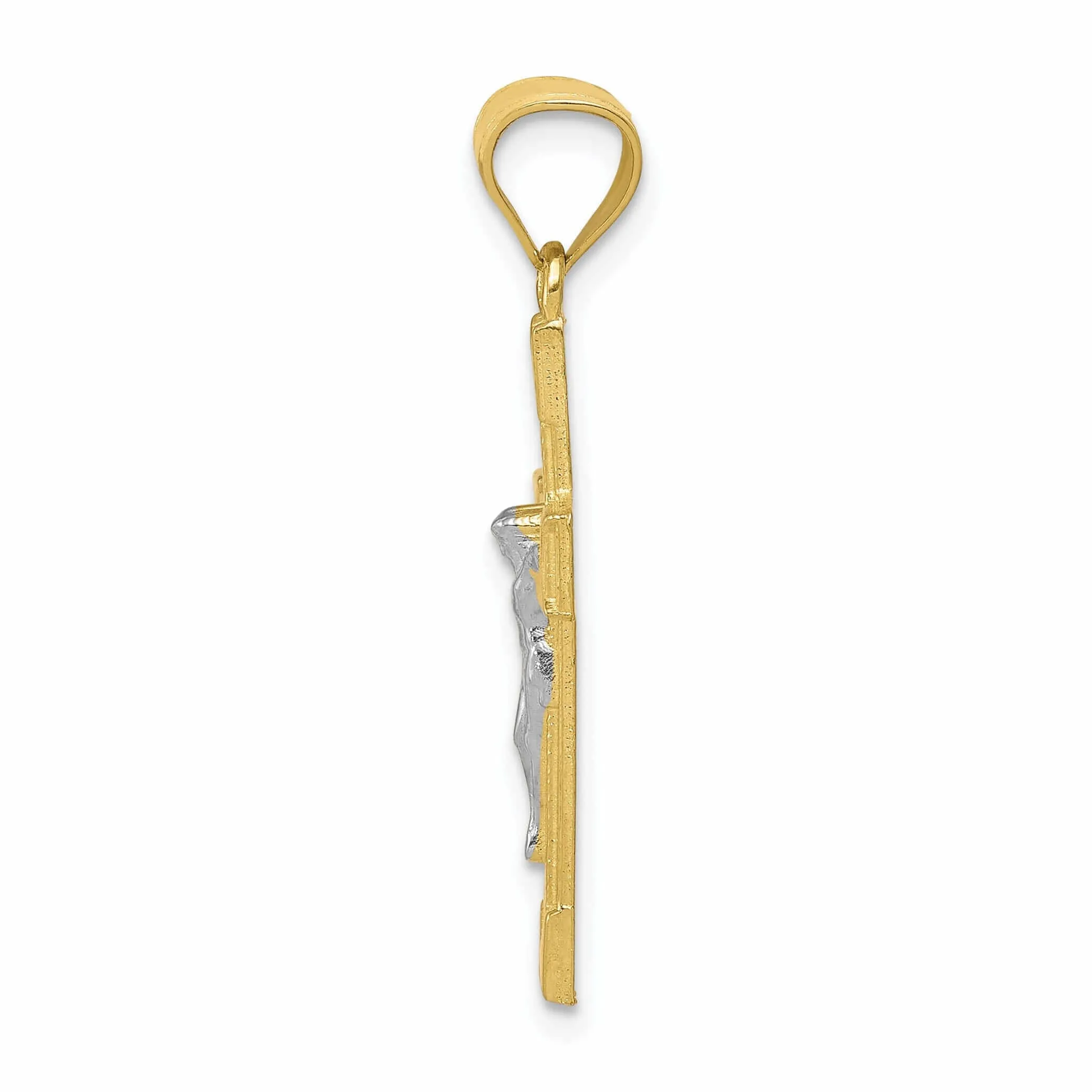 10k Two Tone Gold Polished Crucifix Pendant