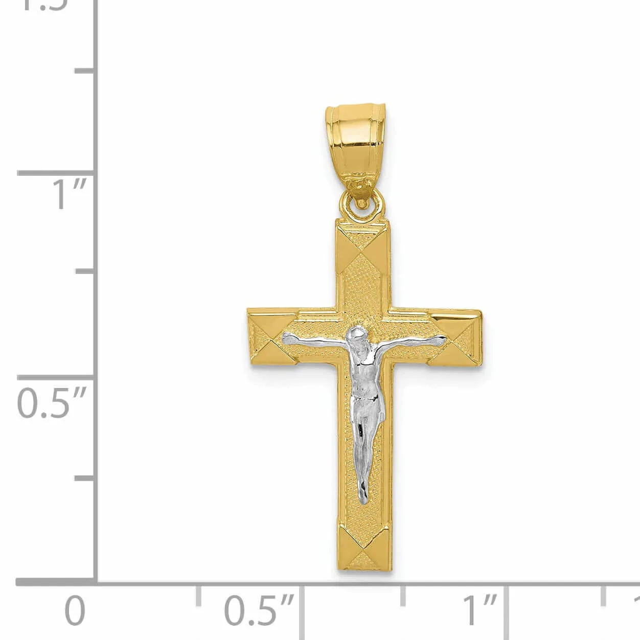 10k Two Tone Gold Polished Crucifix Pendant