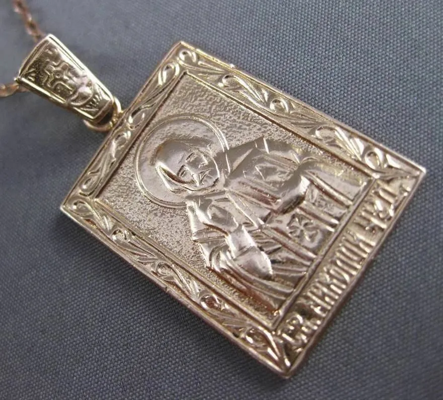ANTIQUE LARGE 14KT ROSE GOLD 3D HANDCRAFTED RUSSIAN RELIGIOUS PENDANT #23729