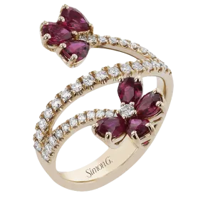 Color Ring In 18k Gold With Diamonds