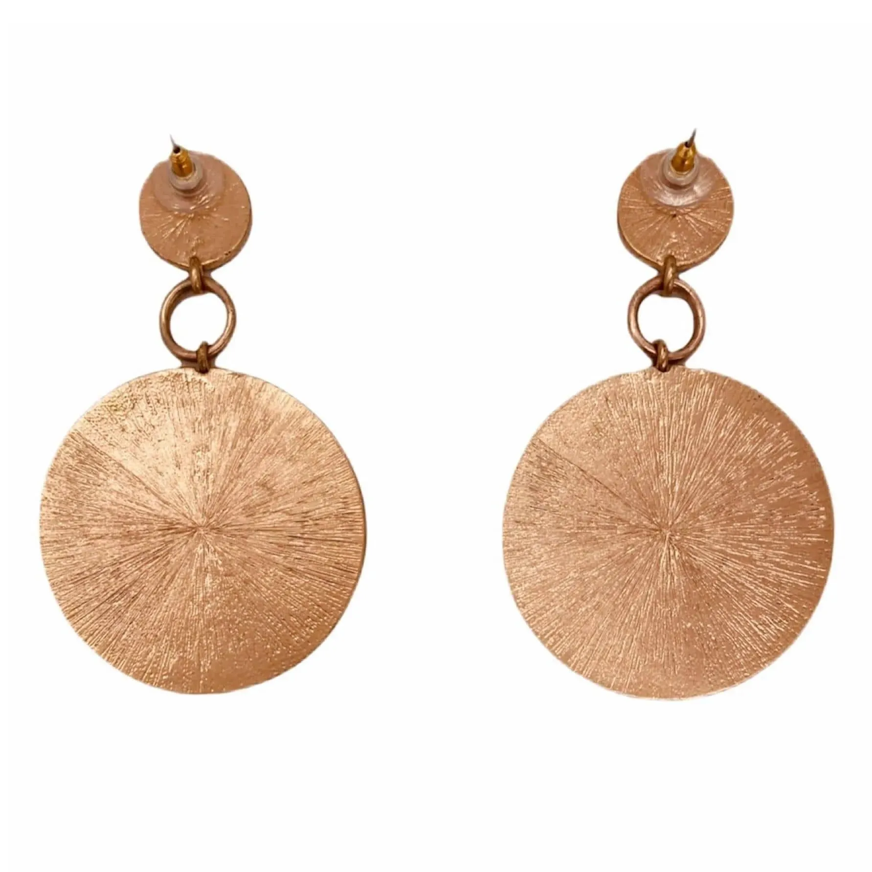 Vintage Copper Spiral Disc Statement Earrings