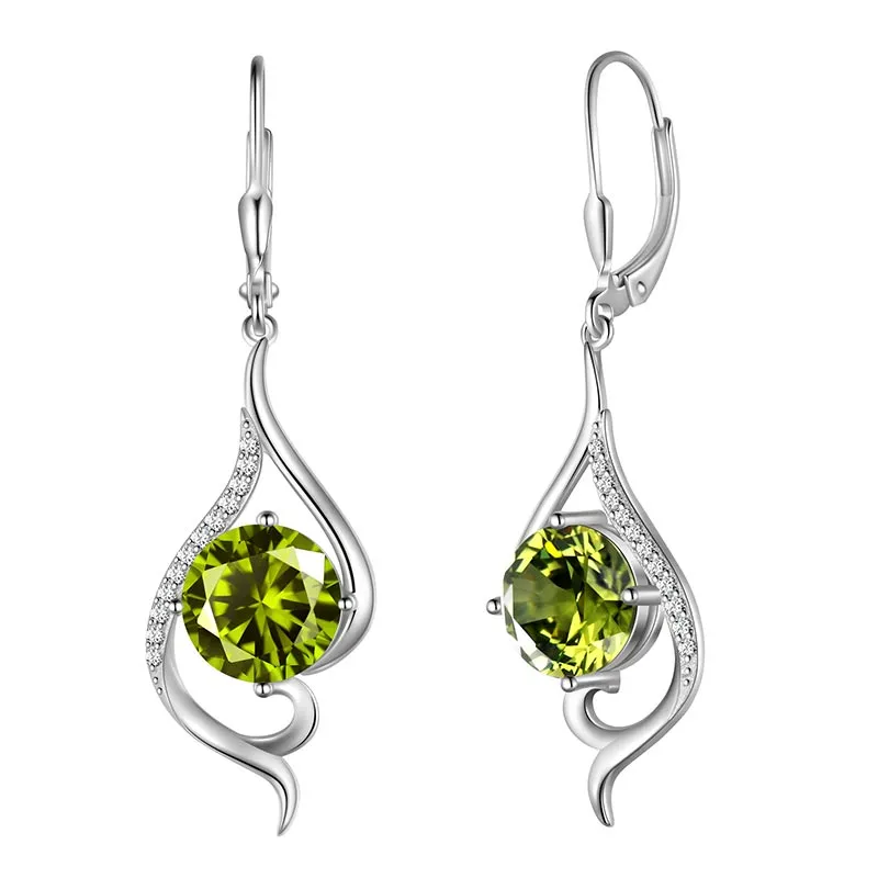 Women Dangle Earrings Birthstone Jewelry Tail Hanging Drop Earrings Leverback Birthday Gifts 925 Sterling Silver