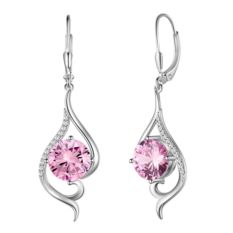 Women Dangle Earrings Birthstone Jewelry Tail Hanging Drop Earrings Leverback Birthday Gifts 925 Sterling Silver