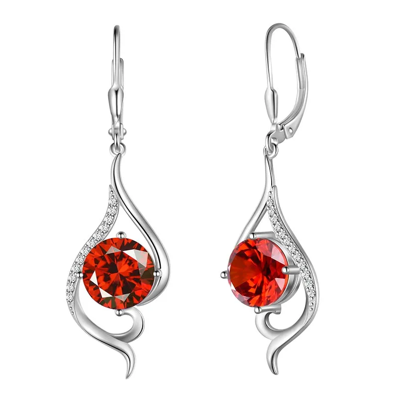 Women Dangle Earrings Birthstone Jewelry Tail Hanging Drop Earrings Leverback Birthday Gifts 925 Sterling Silver