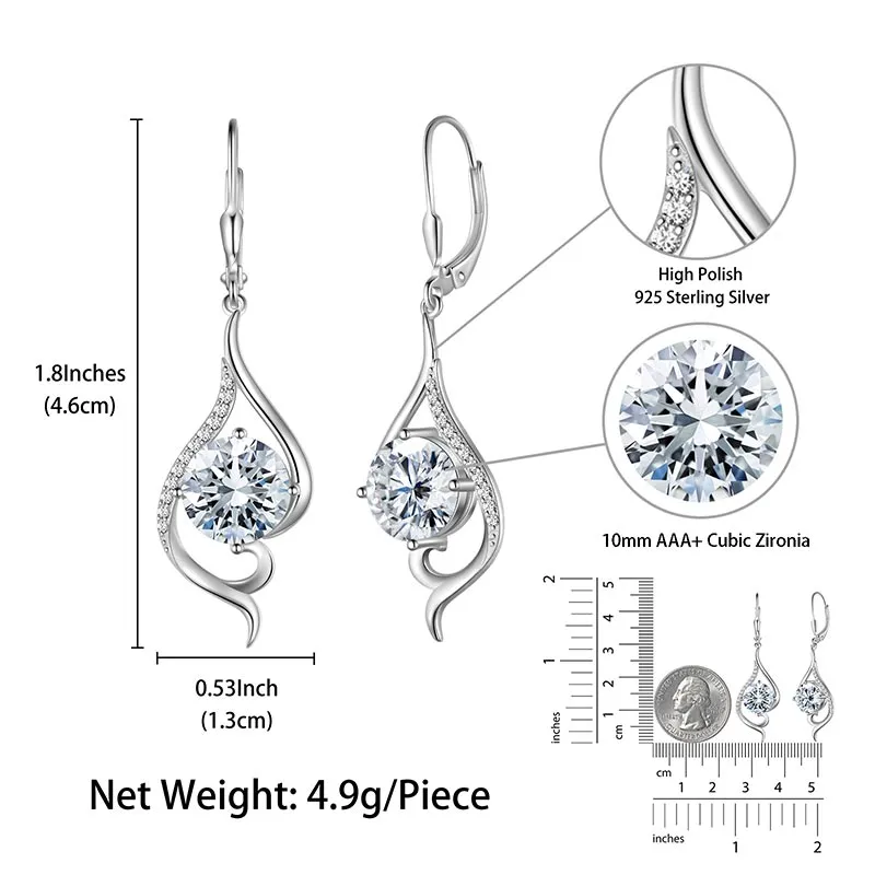 Women Dangle Earrings Birthstone Jewelry Tail Hanging Drop Earrings Leverback Birthday Gifts 925 Sterling Silver