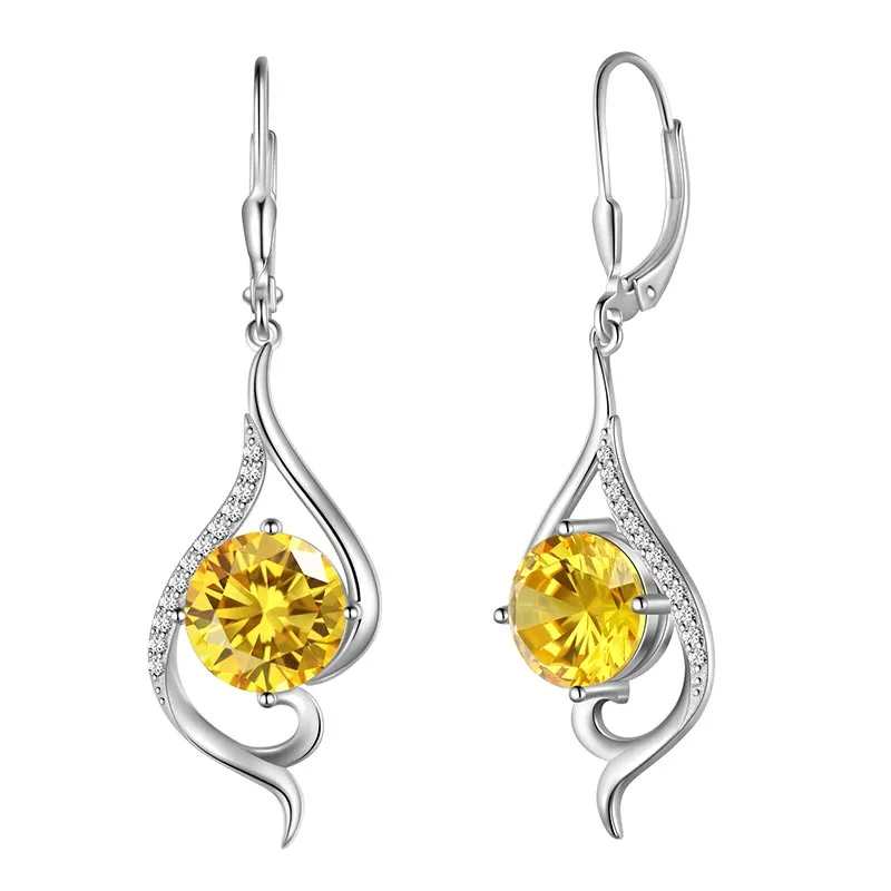 Women Dangle Earrings Birthstone Jewelry Tail Hanging Drop Earrings Leverback Birthday Gifts 925 Sterling Silver
