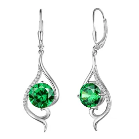 Women Dangle Earrings Birthstone Jewelry Tail Hanging Drop Earrings Leverback Birthday Gifts 925 Sterling Silver