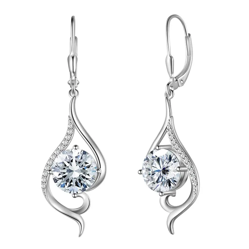 Women Dangle Earrings Birthstone Jewelry Tail Hanging Drop Earrings Leverback Birthday Gifts 925 Sterling Silver