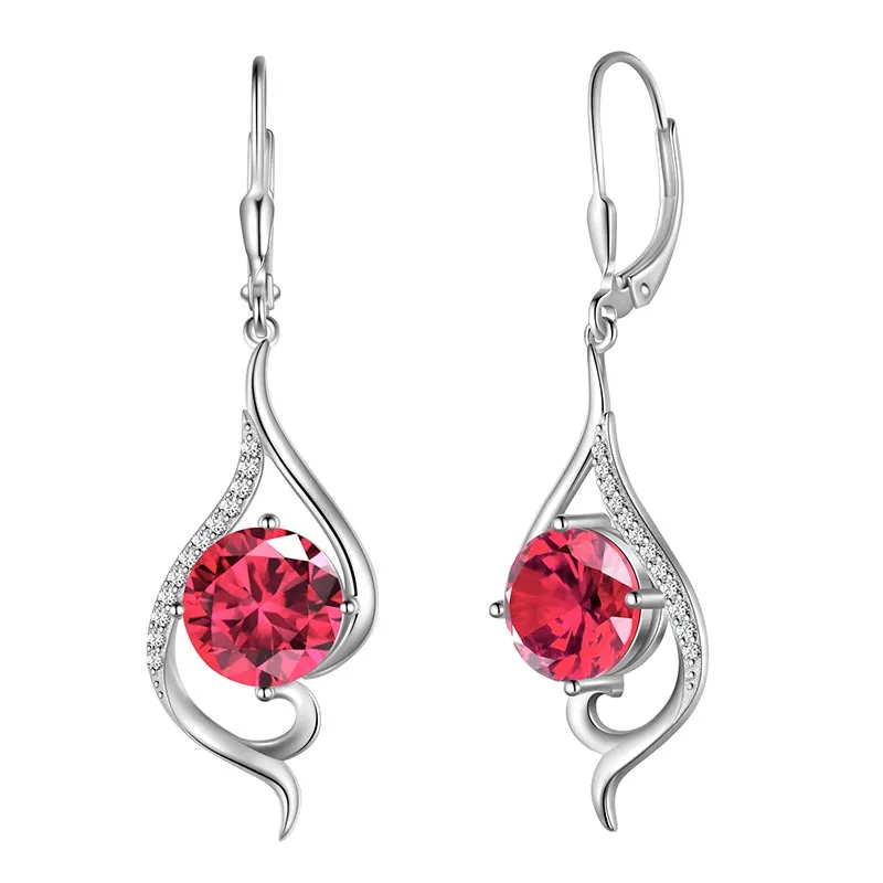 Women Dangle Earrings Birthstone Jewelry Tail Hanging Drop Earrings Leverback Birthday Gifts 925 Sterling Silver